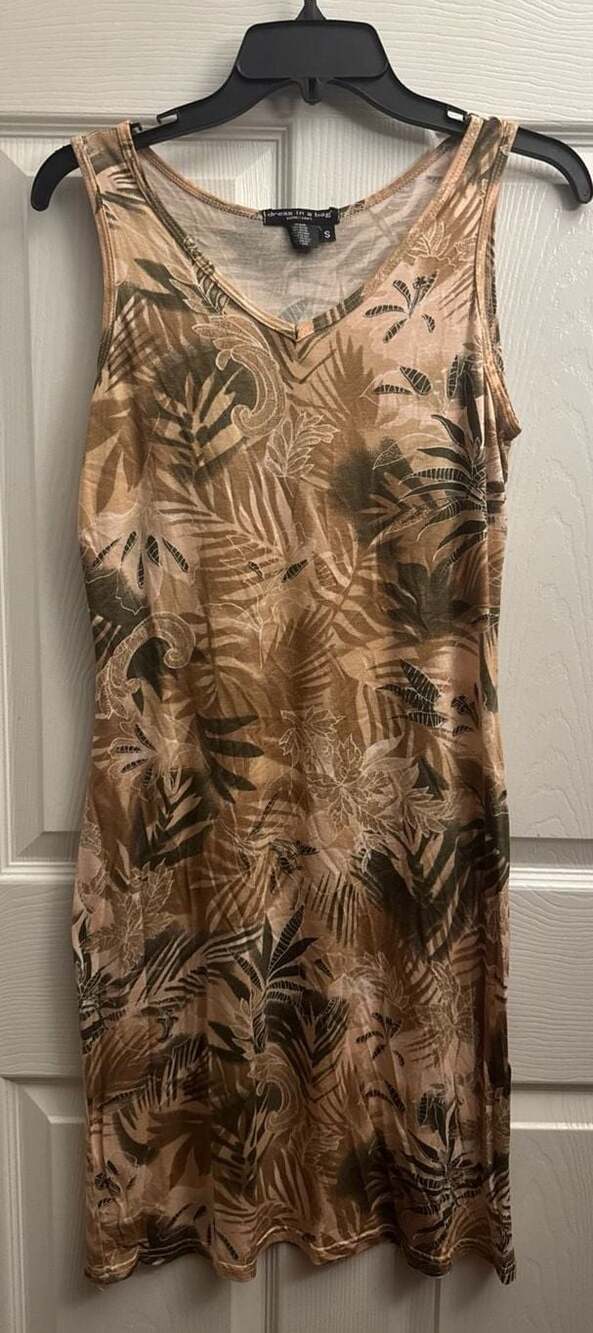 Bette & Court Dress in a Bag Tropical Palm Print Sleeveless Rayon Dress Size S